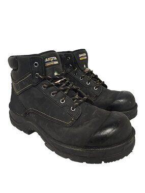 Dakota Men's 6'' 877 Steel Toe Steel Plate Work Boots Black Leather Size 12M